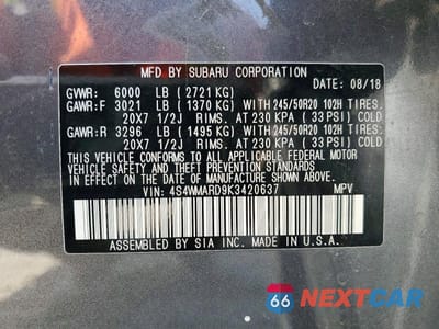 Zdjęcie 14 z 14 samochodu: 2019 SUBARU ASCENT TOURING VIN:4S4WMARD9K3420637 - miniatura