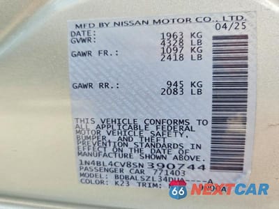 Zdjęcie 13 z 13 samochodu: 2025 NISSAN ALTIMA SR VIN:1N4BL4CV8SN390744 - miniatura