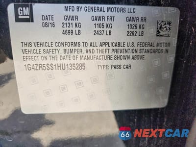 Zdjęcie 12 z 12 samochodu: 2017 BUICK LACROSSE PREMIUM VIN:1G4ZR5SS1HU135285 - miniatura