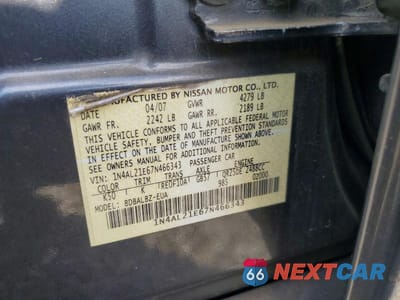 Zdjęcie 12 z 12 samochodu: 2007 NISSAN ALTIMA 2.5 VIN:1N4AL21E67N466343 - miniatura