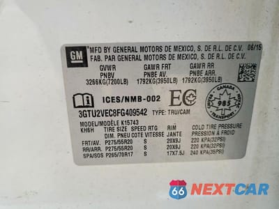Zdjęcie 12 z 12 samochodu: 2015 GMC SIERRA K1500 SLT VIN:3GTU2VEC8FG409542 - miniatura