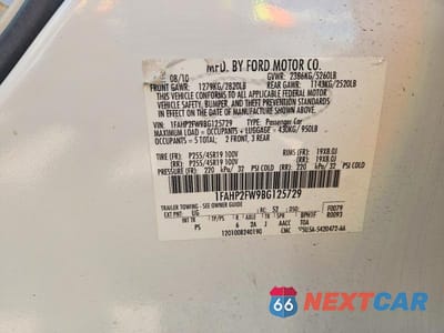 Zdjęcie 12 z 12 samochodu: 2011 FORD TAURUS VIN:1FAHP2FW9BG125729 - miniatura