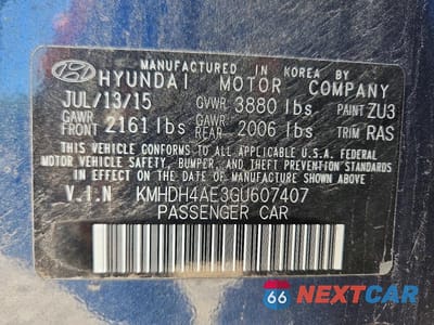 Zdjęcie 13 z 13 samochodu: 2016 HYUNDAI ELANTRA SE VIN:KMHDH4AE3GU607407 - miniatura