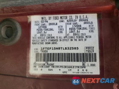 Zdjęcie 12 z 12 samochodu: 1996 FORD F150 VIN:1FTEF15N8TLB32585 - miniatura