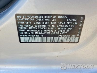 Zdjęcie 13 z 13 samochodu: 2016 VOLKSWAGEN PASSAT S VIN:1VWAS7A32GC029778 - miniatura