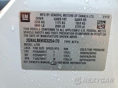 Zdjęcie 13 z 13 samochodu: 2012 CHEVROLET EQUINOX LS VIN:2GNALBEK0C6254179 - miniatura