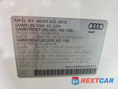 Zdjęcie 13 z 13 samochodu: 2013 AUDI Q5 PREMIUM PLUS VIN:WA1LFAFP0DA090928 - miniatura