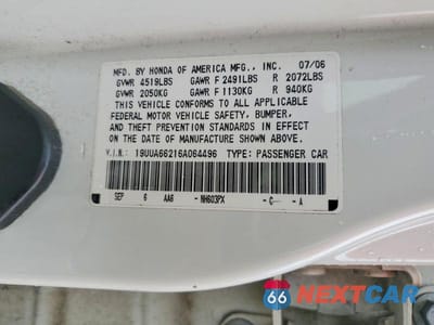 Zdjęcie 12 z 12 samochodu: 2006 ACURA 3.2TL VIN:19UUA66216A064496 - miniatura