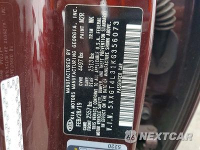 Zdjęcie 12 z 12 samochodu: 2019 KIA OPTIMA LX VIN:5XXGT4L31KG356073 - miniatura
