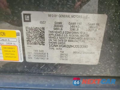 Zdjęcie 13 z 13 samochodu: 2017 CHEVROLET TRAVERSE LT VIN:1GNKVGKD2HJ313390 - miniatura