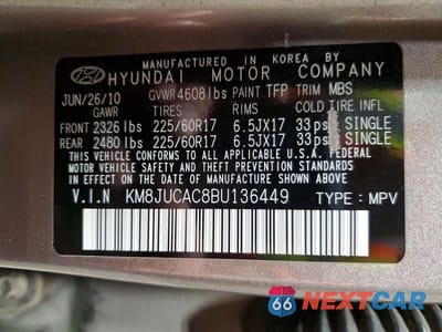 Zdjęcie 14 z 14 samochodu: 2011 HYUNDAI TUCSON GLS VIN:KM8JUCAC8BU136449 - miniatura