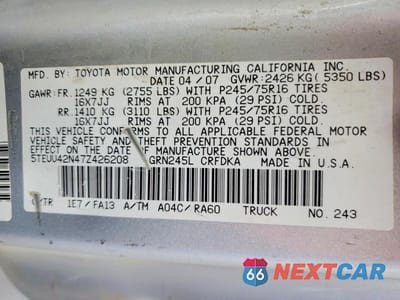 Zdjęcie 13 z 13 samochodu: 2007 TOYOTA TACOMA ACCESS CAB VIN:5TEUU42N47Z426208 - miniatura