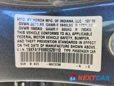 Zdjęcie 12 z 12 samochodu: 2011 HONDA CIVIC LX-S VIN:19XFA1F69BE028110 - miniatura