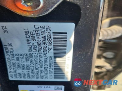 Zdjęcie 12 z 12 samochodu: 2022 HONDA CIVIC LX VIN:19XFL2H56NE023486 - miniatura
