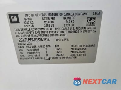 Zdjęcie 13 z 13 samochodu: 2016 GMC TERRAIN SLT VIN:2GKFLPE32G6359613 - miniatura