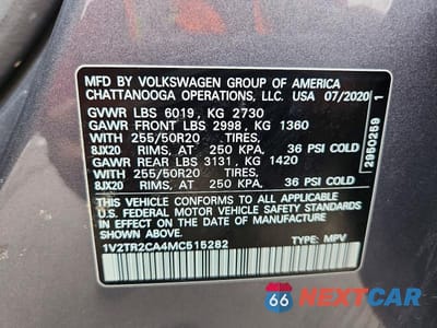 Zdjęcie 14 z 14 samochodu: 2021 VOLKSWAGEN ATLAS SEL PREMIUM VIN:1V2TR2CA4MC515282 - miniatura