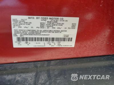 Zdjęcie 13 z 13 samochodu: 2017 FORD EXPLORER VIN:1FM5K8BH0HGC65937 - miniatura