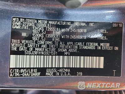 Zdjęcie 14 z 14 samochodu: 2019 TOYOTA HIGHLANDER XLE VIN:5TDJZRFH1KS921591 - miniatura