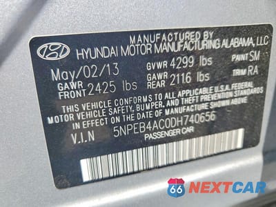 Zdjęcie 12 z 12 samochodu: 2013 HYUNDAI SONATA GLS VIN:5NPEB4AC0DH740656 - miniatura