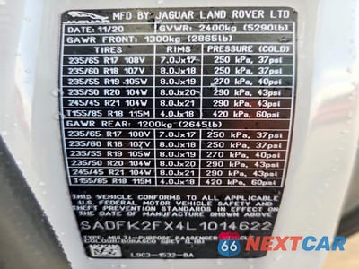 Zdjęcie 13 z 13 samochodu: 2020 JAGUAR E-PACE VIN:SADFK2FX4L1014622 - miniatura