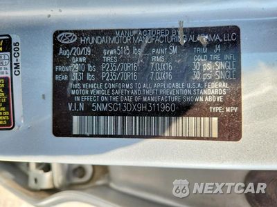 Zdjęcie 13 z 13 samochodu: 2009 HYUNDAI SANTA FE GLS VIN:5NMSG13DX9H311960 - miniatura