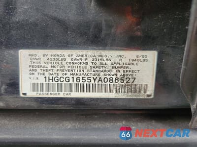 Zdjęcie 12 z 12 samochodu: 2000 HONDA ACCORD EX VIN:1HGCG1655YA086527 - miniatura