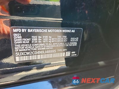 Zdjęcie 13 z 13 samochodu: 2022 BMW X7 XDRIVE40I VIN:5UXCW2C04N9J48995 - miniatura