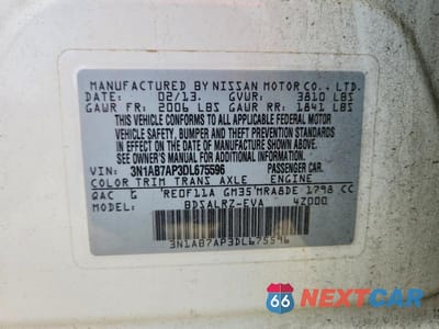 Zdjęcie 12 z 12 samochodu: 2013 NISSAN SENTRA S VIN:3N1AB7AP3DL675596 - miniatura