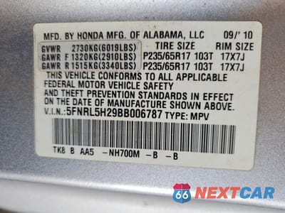 Zdjęcie 13 z 13 samochodu: 2011 HONDA ODYSSEY LX VIN:5FNRL5H29BB006787 - miniatura