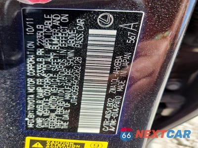 Zdjęcie 12 z 12 samochodu: 2012 LEXUS CT 200 VIN:JTHKD5BH9C2062128 - miniatura