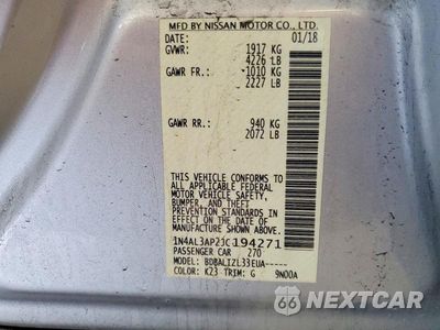 Zdjęcie 12 z 12 samochodu: 2018 NISSAN ALTIMA 2.5 SV VIN:1N4AL3AP2JC194271 - miniatura