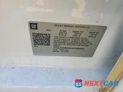Zdjęcie 12 z 12 samochodu: 2017 CHEVROLET SONIC VIN:1G1JG6SH9H4166603 - miniatura