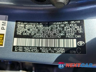 Zdjęcie 13 z 13 samochodu: 2020 TOYOTA COROLLA SE VIN:JTDS4RCE4LJ023742 - miniatura