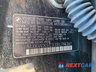 Zdjęcie 13 z 13 samochodu: 2011 BMW X3 XDRIVE28I VIN:5UXWX5C53BL714361 - miniatura
