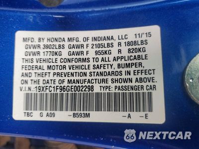 Zdjęcie 13 z 13 samochodu: 2016 HONDA CIVIC TOURING VIN:19XFC1F96GE002298 - miniatura