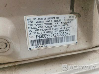 Zdjęcie 12 z 12 samochodu: 2002 HONDA ACCORD EX VIN:1HGCG566X2A036052 - miniatura