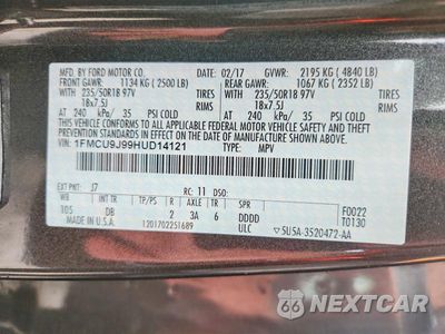 Zdjęcie 13 z 13 samochodu: 2017 FORD ESCAPE TITANIUM VIN:1FMCU9J99HUD14121 - miniatura