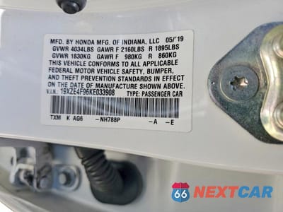 Zdjęcie 12 z 12 samochodu: 2019 HONDA INSIGHT TOURING VIN:19XZE4F96KE033908 - miniatura