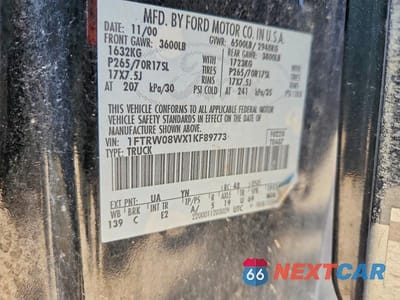Zdjęcie 12 z 12 samochodu: 2001 FORD F150 SUPERCREW VIN:1FTRW08WX1KF89773 - miniatura