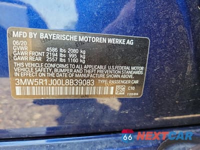 Zdjęcie 12 z 12 samochodu: 2020 BMW 330I VIN:3MW5R1J00L8B39083 - miniatura