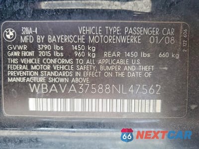 Zdjęcie 13 z 13 samochodu: 2008 BMW 328 I VIN:WBAVA37588NL47562 - miniatura