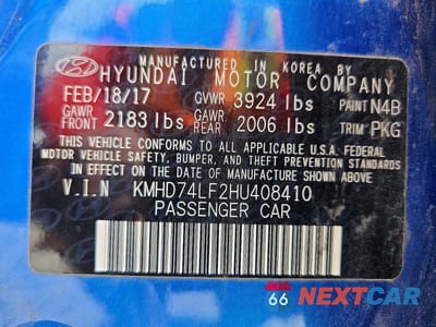 Zdjęcie 13 z 13 samochodu: 2017 HYUNDAI ELANTRA SE VIN:KMHD74LF2HU408410 - miniatura