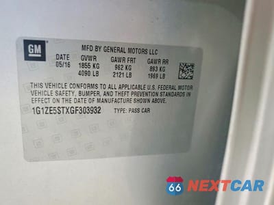 Zdjęcie 12 z 12 samochodu: 2016 CHEVROLET MALIBU LT VIN:1G1ZE5STXGF303932 - miniatura