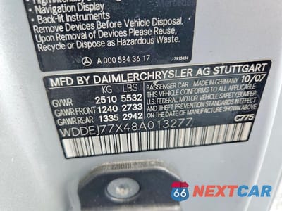 Zdjęcie 12 z 12 samochodu: 2008 MERCEDES-BENZ CL 63 AMG VIN:WDDEJ77X48A013277 - miniatura