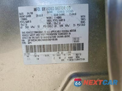 Zdjęcie 13 z 13 samochodu: 2008 FORD EDGE SE VIN:2FMDK36C68BB01936 - miniatura