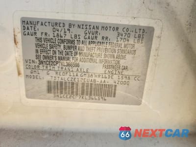 Zdjęcie 12 z 12 samochodu: 2019 NISSAN VERSA NOTE S VIN:3N1CE2CP7KL366596 - miniatura