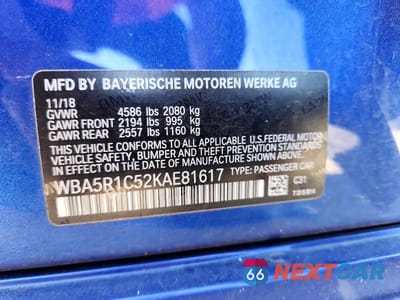 Zdjęcie 12 z 12 samochodu: 2019 BMW 330I VIN:WBA5R1C52KAE81617 - miniatura