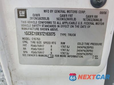 Zdjęcie 12 z 12 samochodu: 2007 CHEVROLET SILVERADO C1500 CLASSIC VIN:1GCEC19X97Z163075 - miniatura