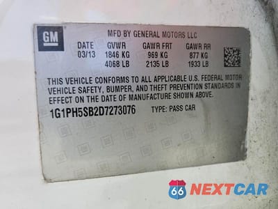 Zdjęcie 12 z 12 samochodu: 2013 CHEVROLET CRUZE ECO VIN:1G1PH5SB2D7273076 - miniatura