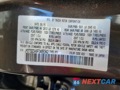 Zdjęcie 14 z 14 samochodu: 2015 MAZDA CX-9 GRAND TOURING VIN:JM3TB2DA8F0465342 - miniatura